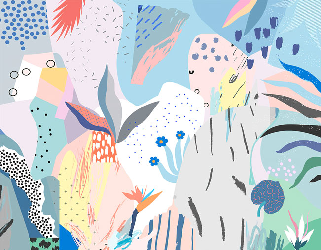 Vinilos  ilustración flores y trazos muebles o armarios